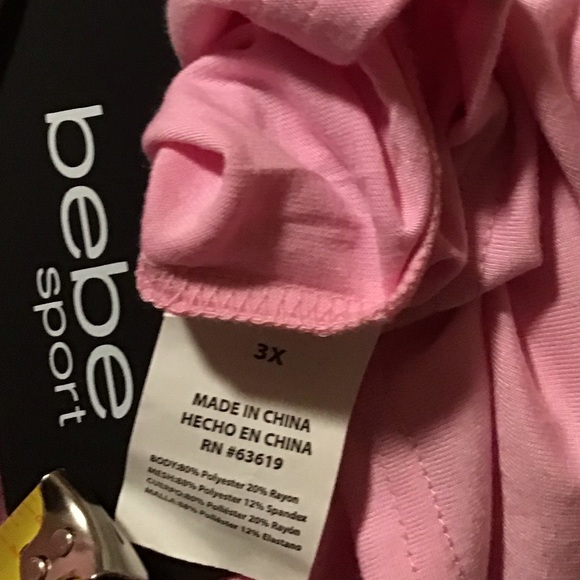 🌷NWT BEBE SPORT 2X MOISTURE WICKING PINK ACTIVE TOP - Picture 5 of 12